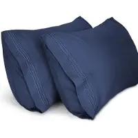 Famanu - Satijnen kussenslopen 50x90 cm blauw set 2, microfiber satijn effen kleur, envelopsluiting kreukvrij vervagingsbestendig en ademend