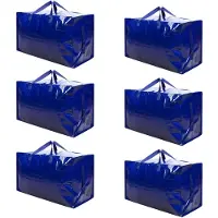 Famanu - Set van 6 heavy-duty opbergtassen met ritssluiting en labelvak, duurzaam en waterbestendig, blauw