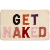 Famanu - Get Naked Badmat Beige Badkamertapijt, kleurrijke badmat, antislip, wasbaar, badmat, leuke badmat, zachte microvezel douchemat, absorber