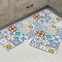 Famanu – 2 - Delige keukenmat antislip keukentapijtset keuken vloermat loper waterdichte staande mat (Portugese tegel - 43 x 150 cm + 43 x 75 cm)