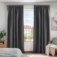 Famanu - Gordijn – 2 stuk – Verduisterende – 175*140cm – Donkergrijs