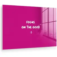 MuchoWow Glasschilderij 120x80 cm - Schilderij acrylglas - Focus - Smiley - Roze - Foto op glas - Muurdecoratie woonkamer - Wanddecoratie slaapkamer - Schilderijen