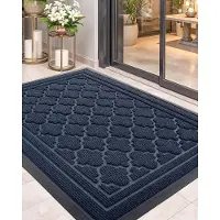 Famanu Antislipdeurmat Buiten, Robuuste Buitendeurmat Weerbestendig, Wasbare Vuilvangmat 90x150cm, Deurmat Buiten, Deurmat Buiten Voor Voordeur, Buiten, Entree - Blauw
