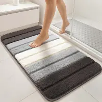 Famanu – Set van 2 Badmat Antislip - Microvezel Badkamer Mat Absorberend - Pluizig & Snel Droog - Machinewasbaar Douchemat met Kleurverloop - Grijs
