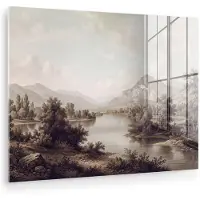 MuchoWow Glasschilderij 120x90 cm - Schilderij acrylglas - Klassiek - Landschap - Sereen - Foto op glas - Muurdecoratie woonkamer - Wanddecoratie slaapkamer - Schilderijen