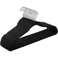 Famanu – Fluwelen hangers - 41,5 cm breed - ruimtebesparend - hoge belastbaarheid - met 360° draaibare haken - voor jassen - overhemden - pakken - zilver en zwart