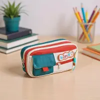 Famanu – Ruime vintage school etui met ritssluiting, multifunctionele organizer voor pennen en potloden
