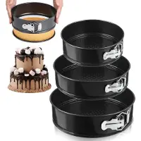 Famanu – Springvorm set 3 stuks Ø 20 22 en 24 cm met afneembare bodems anti-aanbaklaag voor taart en cheesecake