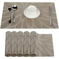 Famanu - Set van 6 placemats 30 x 45 cm, antislip, wasbaar, PVC tafelmatten, scheurvast, hittebestendig, vuilafstotend en wasbare placemats voor keuken, eettafel kaki