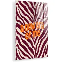 MuchoWow Glasschilderij 60x90 cm - Schilderij acrylglas - New era - Bordeaux - Zebraprint - Foto op glas - Muurdecoratie woonkamer - Wanddecoratie slaapkamer - Schilderijen