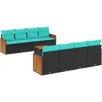 vidaXL 9-delige loungeset voor de tuin met kussens, zwart kunststof vlechtwerk