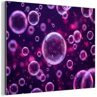 MuchoWow Aluminium schilderij 40x30 cm - Wanddecoratie metaal - Paars - Bubbels - Schuim - Metalen muurdecoratie woonkamer - Decoratie industrieel - Foto op dibond - Industriële accessoires slaapkamer