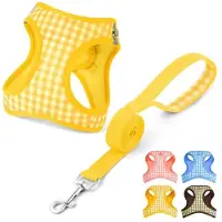 Famanu – Instap hondentuig met lijn, ademend mesh tuigje voor puppy’s en katten, reflecterend en verstelbaar, geel, maat XS