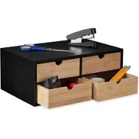 Famanu – Bureau organizer met 4 lades – bamboe & MDF – bureaubakje kantoor – 13,5x33x21 cm (naturel)