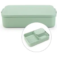 Famanu - Bento Lunchbox, Groot, Uitneembare Vakjes voor Voedselscheiding, Deksel met Clips, Geschikt voor Diepvries, Vaatwasser- & Magnetronbestendig, Jade Green, 26 x 17 x 6 cm