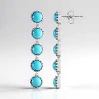 Cavill - Zilveren Oorbellen - 925 Sterling Zilver Geplatineerd - 10 Ronde Cabochon Sleeping Beauty Turkooisen 5 4 ct - Elegante Turquoise Sieraden