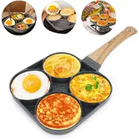 Markenlos – Pannenkoekenpan met 4 vakken 24 cm, multifunctioneel voor eieren en mini pannenkoeken, antiaanbaklaag, inductiegeschikt