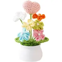BOTC Kunstplant - Gehaakt bloemenboeket - Gebreide bloemen - Handgemaakte Gehaakte Kunstbloem Decoratie - Roze