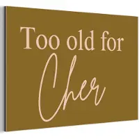 MuchoWow Aluminium schilderij 30x20 cm - Wanddecoratie metaal - Groen - Too old for cher - Roze - Metalen muurdecoratie woonkamer - Decoratie industrieel - Foto op dibond - Industriële accessoires slaapkamer