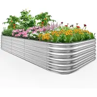Famanu – Verhoogd metalen plantenbed - extra groot groentebed en plantenbak voor tuin - weerbestendig en roestvrij - 240 x 120 x 45 cm
