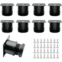 Famanu - Meubelpoten, verstelbaar, zwart, meubelpoten van roestvrij staal, kastpoten, ronde poten, hoogte 5 cm, Ø 5 cm, instelbare hoogte 0-15 mm, voor kastpoten, bankpoten, meubelpoten