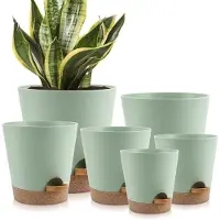 Famanu - Set van 2 zelfbewaterende plantenpotten 20 cm met drainage zwart