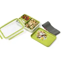 Famanu - Lunchbox Clip & Go 1,2 liter met 3 inzetbakjes, lekvrij en vers afsluitbaar – grijs