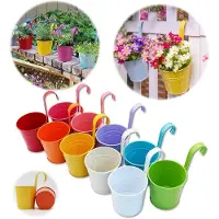 Famanu - Set van 10 metalen hangpotten 13x13,5 cm kleurrijk