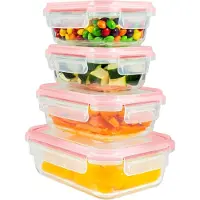 Famanu - Vershouddozen met deksel, set van 4 grote inhoud, mealprep-dozen, glas, 1520 ml, glazen container met deksel, herbruikbaar, luchtdicht, lekvrij, organizer voor keuken en restaurant