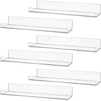 Famanu – Set van 6 transparante acryl zwevende wandplanken, geschikt als kinderboekenplank, kruidenrek of fotoplank