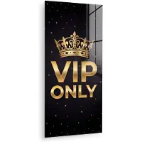 MuchoWow Glasschilderij 40x80 cm - Schilderij acrylglas - Kroon - Goud - VIP - Foto op glas - Muurdecoratie woonkamer - Wanddecoratie slaapkamer - Schilderijen