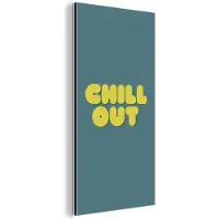 MuchoWow Aluminium schilderij 20x40 cm - Wanddecoratie metaal - Chill out - Geel - Blauw - Metalen muurdecoratie woonkamer - Decoratie industrieel - Foto op dibond - Industriële accessoires slaapkamer