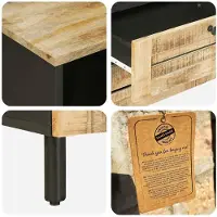 vidaXL Nachtkastje Bruin en Zwart 50 x 33 x 60 cm Massief Mango Hout