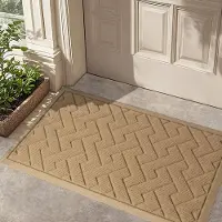 Famanu Deurmat 60 x 90 cm, Absorberende Binnen Buiten Voordeur Mat, Modder- en Vuilafstotende Buitenmatten, Antislip Achterkant Laag Profiel Entree Vloer Mat, Khaki