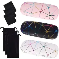 Famanu – Set van 3 harde brillenkokers – Modern design met poetsdoek – Kleurrijk en trendy