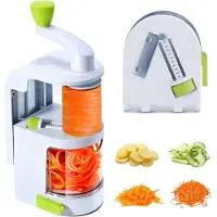 Markenlos – Groentespiraalsnijder met zwengel en opvangbak, 4-in-1 multifunctioneel keukenhulpmiddel voor groenten en fruit