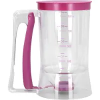 Famanu - Beslagdispenser 900 ml met Deksel en Schaal, maatbeker trechter voor cupcakes, muffins, crêpes, cakes en wafels, precies gieten