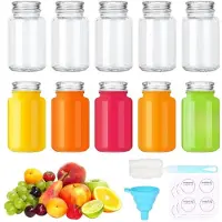 Famanu - Set van 10 glazen shotflessen 80 ml met borstel en trechter, mini-flesjes voor sap en gember – Transparant