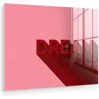 MuchoWow Glasschilderij 80x60 cm - Schilderij acrylglas - Dream - 3D - Rood - Roze - Foto op glas - Muurdecoratie woonkamer - Wanddecoratie slaapkamer - Schilderijen