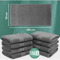 Famanu - Set van 8 handdoeken 50 × 100 cm, 100% katoen, hoge absorptie – Antracietgrijs