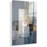 MuchoWow Glasschilderij 120x180 cm - Schilderij acrylglas - Rechthoeken - Abstract - Blauw - Foto op glas - Muurdecoratie woonkamer - Wanddecoratie slaapkamer - Schilderijen