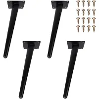 Famanu - Tafelpoten Metaal Zwart, Schuine Meubelpoten, Kegelvormige Meubelpoten, Dressoirpoten, Bankpoten, voor Tafels, Banken, Tv-Kasten, Stoelen, Kasten, Vervangende Kastpoten. 4 Stuks 25cm