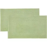 Famanu – Set van 2 badmatten - douchemat - 50 x 70 cm - katoen - lichtgroen - zacht - absorberend en antislip - geschikt voor badkamer of toilet