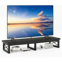 Famanu – Tv-kast - tafel - televisietafel - 114 cm - met 2 lagen - tafelblad korte tv-standaard - voor televisies tot 60 inch - woonkamer - eetkamer en slaapkamer - zwart
