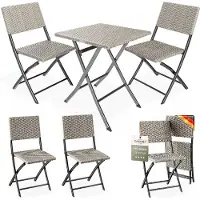 Casaria Tuinset van polyrotan, 3-delig, crèmekleurig