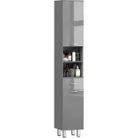 Kleankin Badkamerkast-Spaanplaat-30L x 30B x 180H cm-Grijs