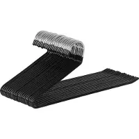 Bomoe Broekhangers Kian Kledinghangers Set Zwart - 20 Kleerhangers - Ruimtebesparende Hangers Metaalhangers met Anti-slip Broekenstang en Handig Open Design voor broeken en meer