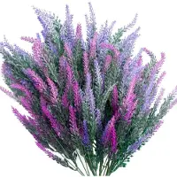 Famanu – Kunstmatige Lavendel - Bloemen Real Touch Lavendel Boeket Met Bruin Papieren Zak Voor Bruiloft Engagement Home Outdoor Decoratie