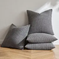 Famanu – Set van 4 stuks corduroy kussenslopen ribfluweel gestreept 50 x 50 cm donkergrijs