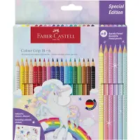 Faber-Castell kleurpotloden - Grip Unicorn - 18 colour grip + 6 sparkle pastel + unicorn stickers - FC-201543